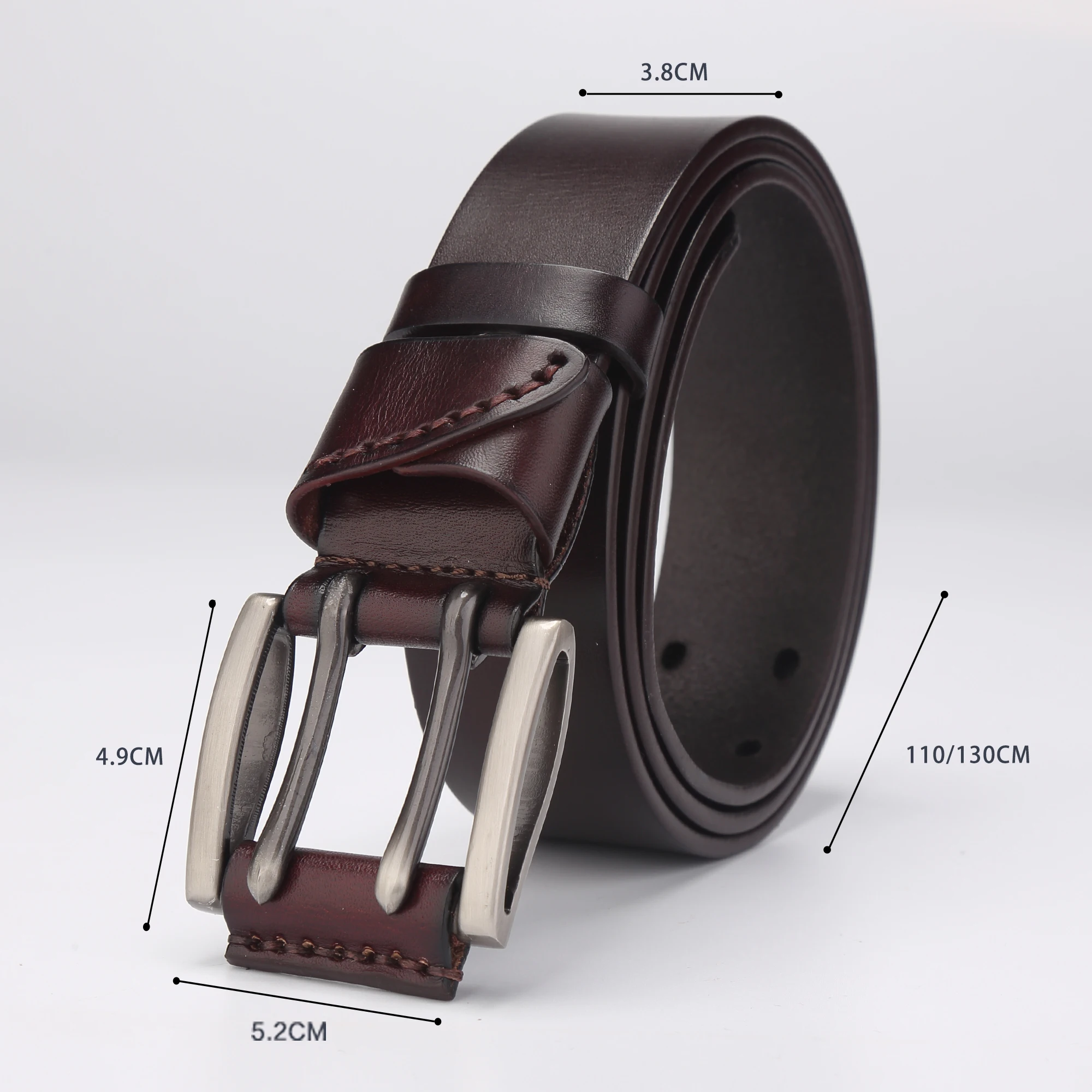 
Bison Denim Private label men jeans double pin buckle black genuine leather belts 