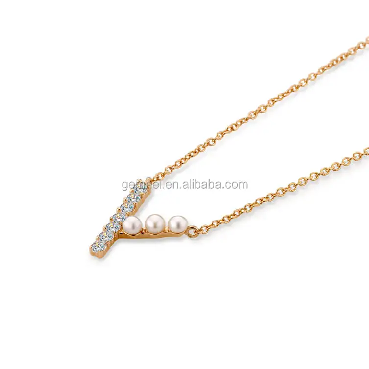 18k Gold Plated Jewelry Dainty V Shaped Pearl Necklace Meaning Buy