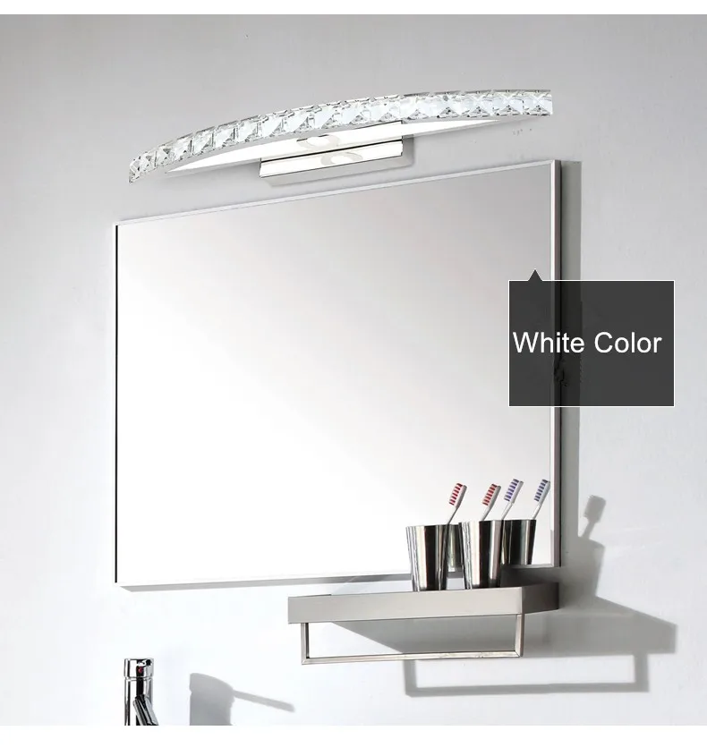 10W 15W Waterproof LED Bathroom Vanity Crystal Wall Light Mirror Light Stainless Sconces Indoor Crystal Mirror Wall Lamp