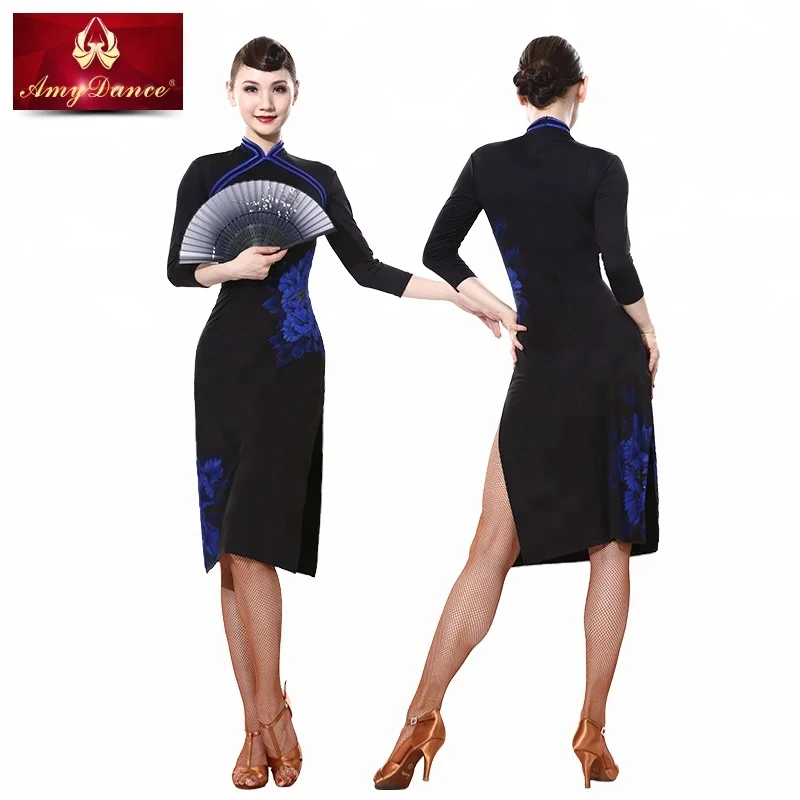
Elegant chinese modern hand painted cheongsam dress womens 