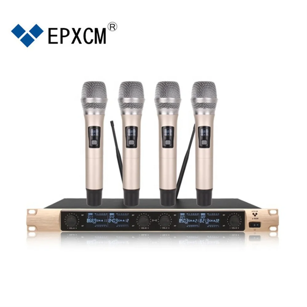 Enping  Factory  OEM/ODM  Professional 4 channel handheld style wireless microphone for more people singing in the same time