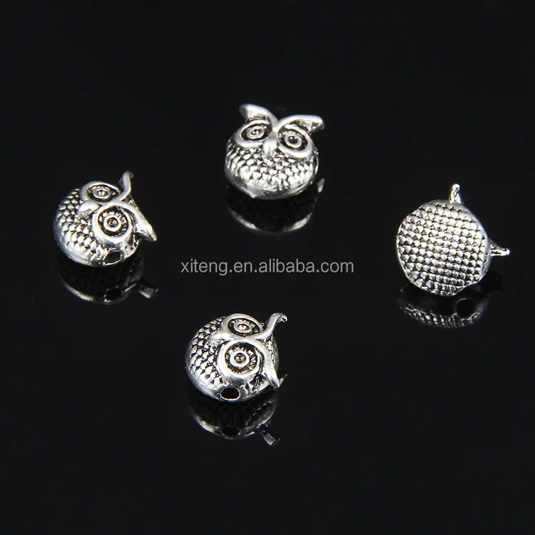 

Vintage Good Lucky Silver Cute Owl Loose Beads Charms For Stone Bracelet Jewelry Making Supplies, Vintage silver