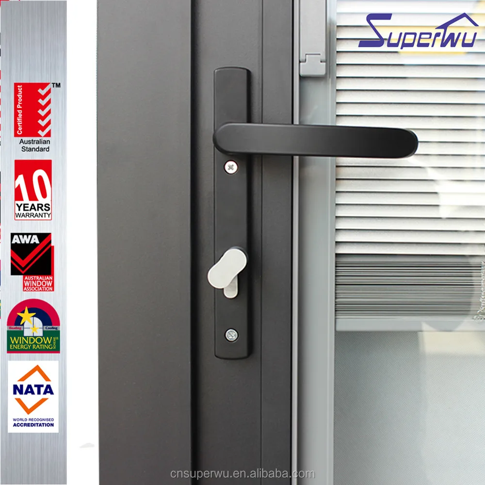 Outdoor Waterproof Aluminium Folding Doors with Blinds Tempered Glass Aluminium Bi fold Door