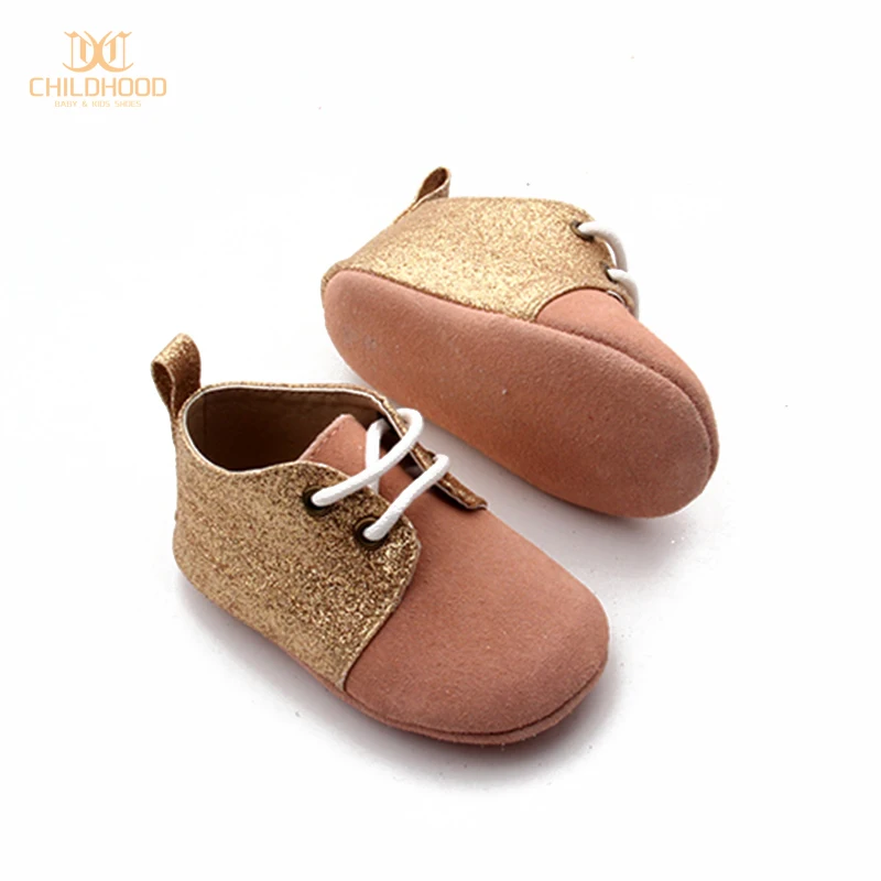 
Glitter Leather Suede Sole Baby Dress Shoes 