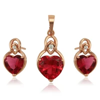 

S-3 imitation gold fashion jewellery sets, heart shaped zirconia women necklace jewelry sets, rose gold fashion jewelry