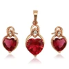 S-3 imitation dubai costume gold heart shaped fashion zirconia women necklace jewelry sets, rose gold jewels jewellery