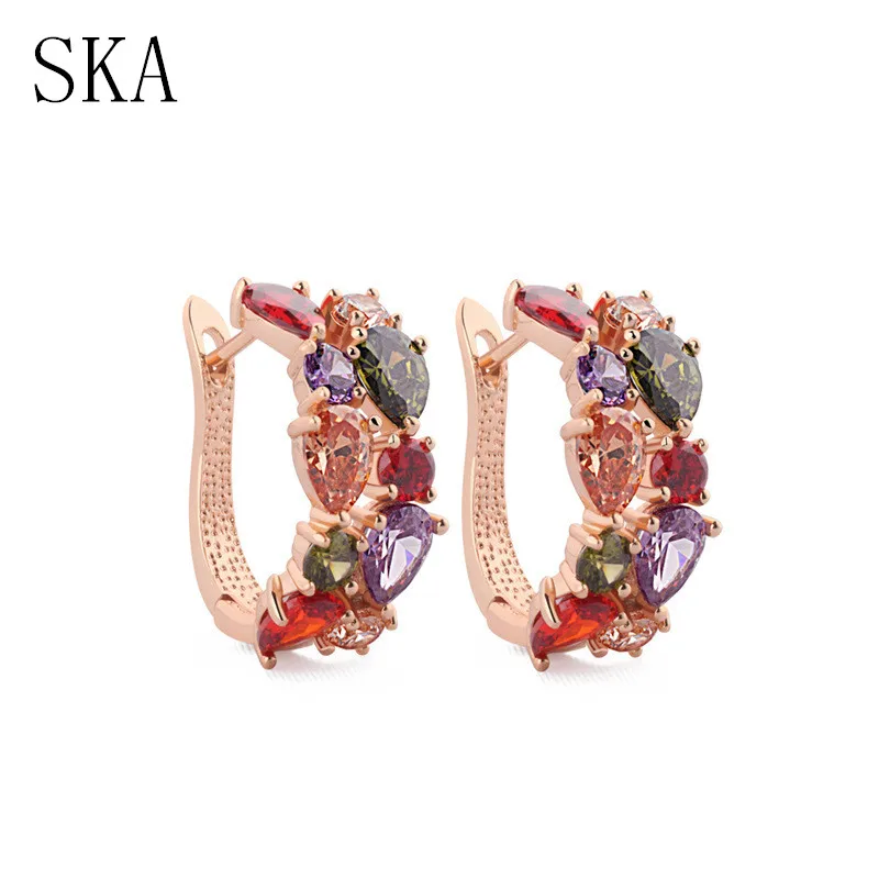 

SKA 2018 Fashion Simple Colored Zircon Hoop Earring For Women, Picture