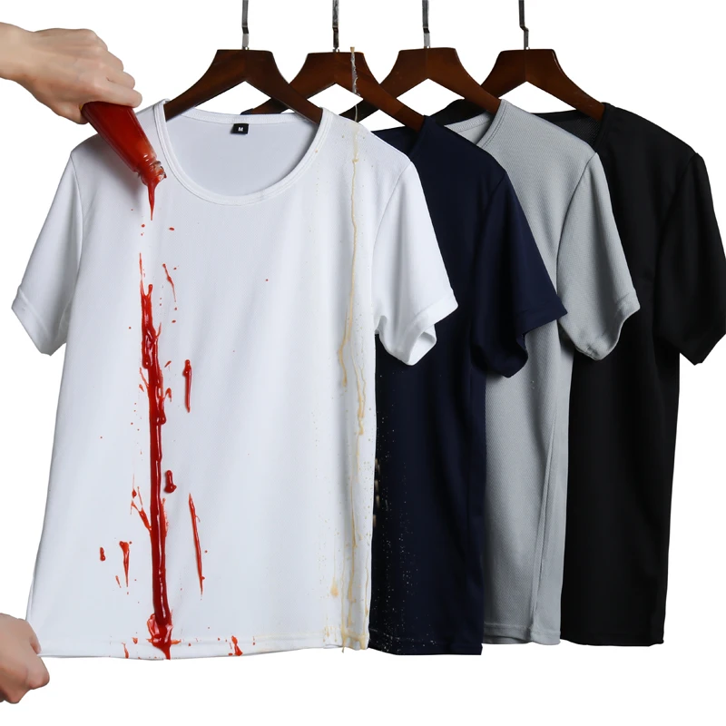

wholesale new design breathable anti stain waterproof t-shirt, As photo