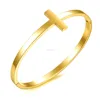 Christian religion cross bangle 316L steel bangle gold plating clip on bangle