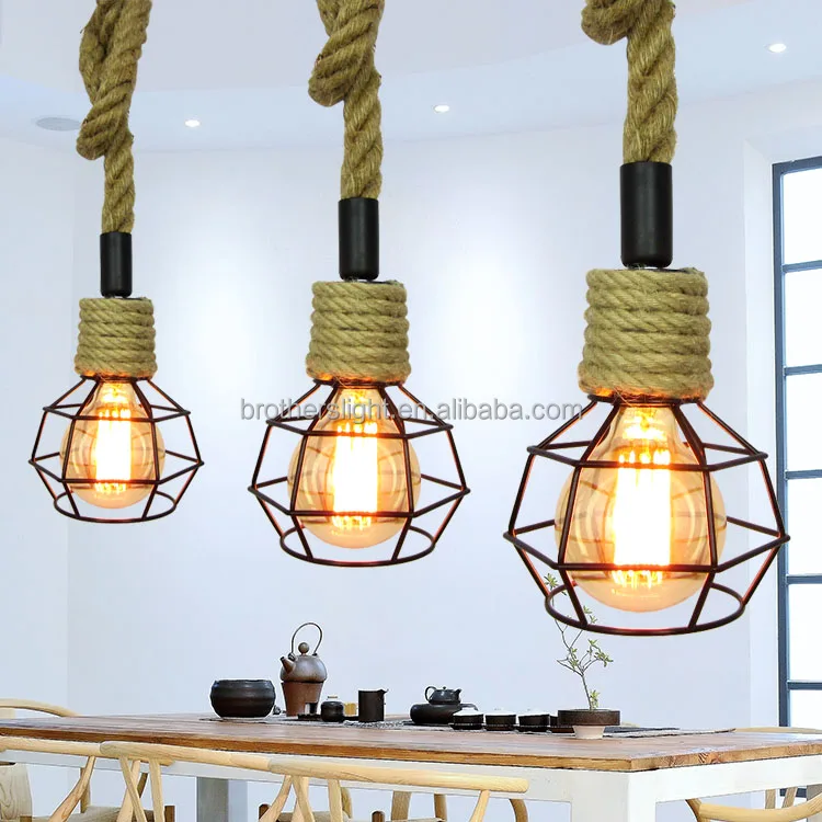 2017 new products Hemp Rope Vintage Edison bulb pendant lighting