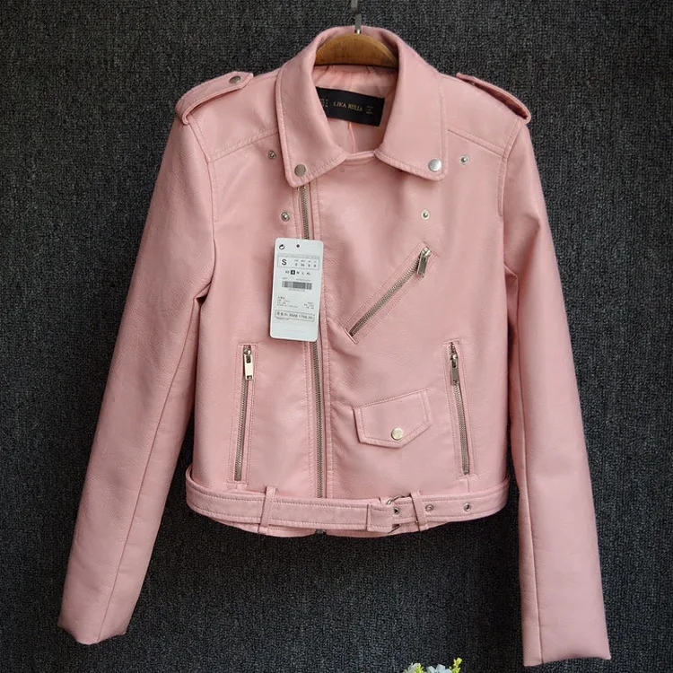 
New High-end textured women short PU leather leather jacket zipper motorcycle cardigan coat Leather clothing 