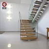 indoor mono stringer steel wood stairs designs with stainless steel standoff bracket for glass