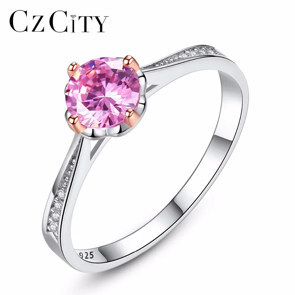 

CZCITY Wholesale 100% 925 Sterling Silver Women Wedding Anniversary Ring With 3A Cubic Zircon Fancy Fashion Rings Jewelry