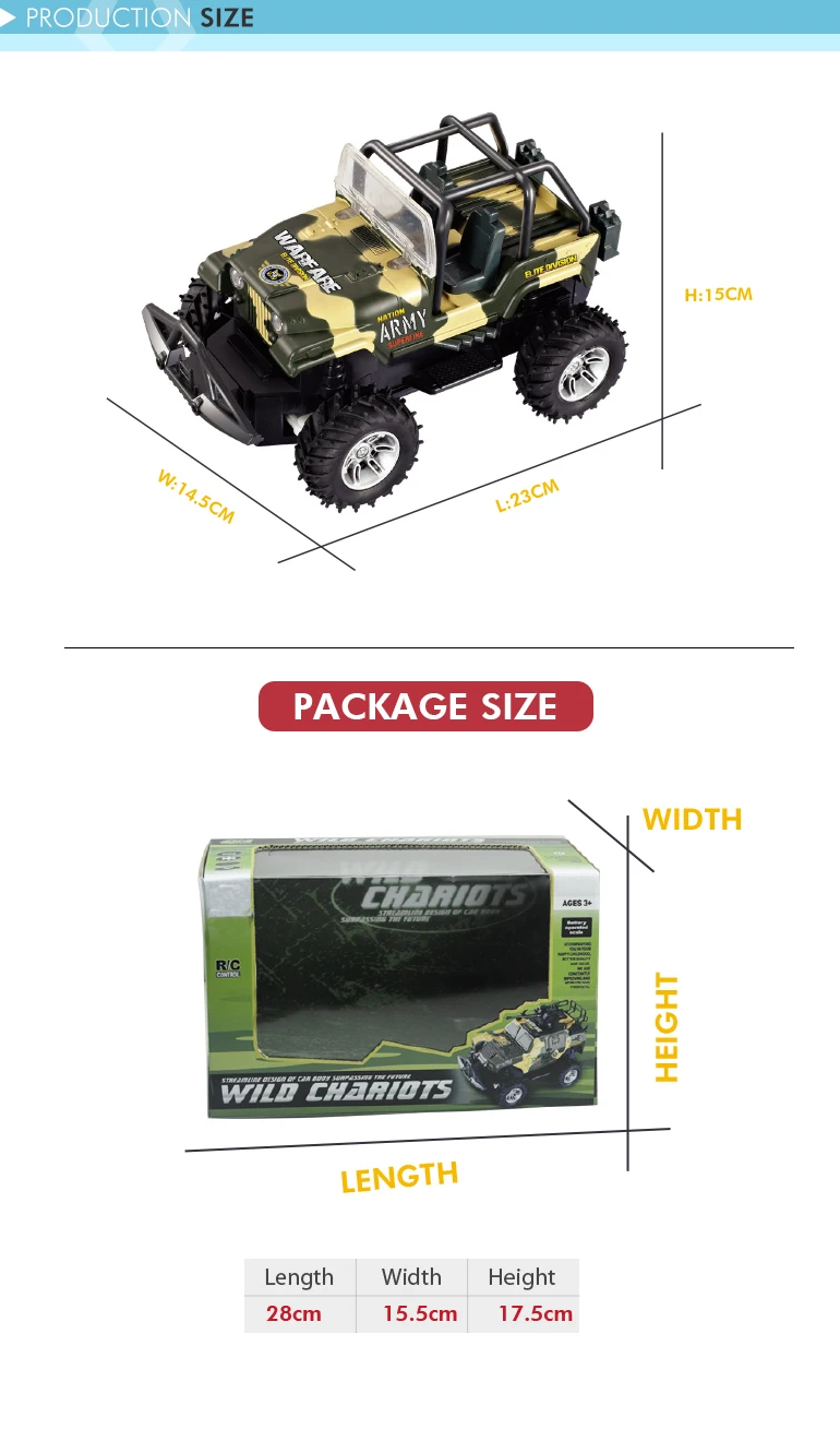 1/24 Rc Truck Model 4 Channel Military Remote Control Off Road Car Toy