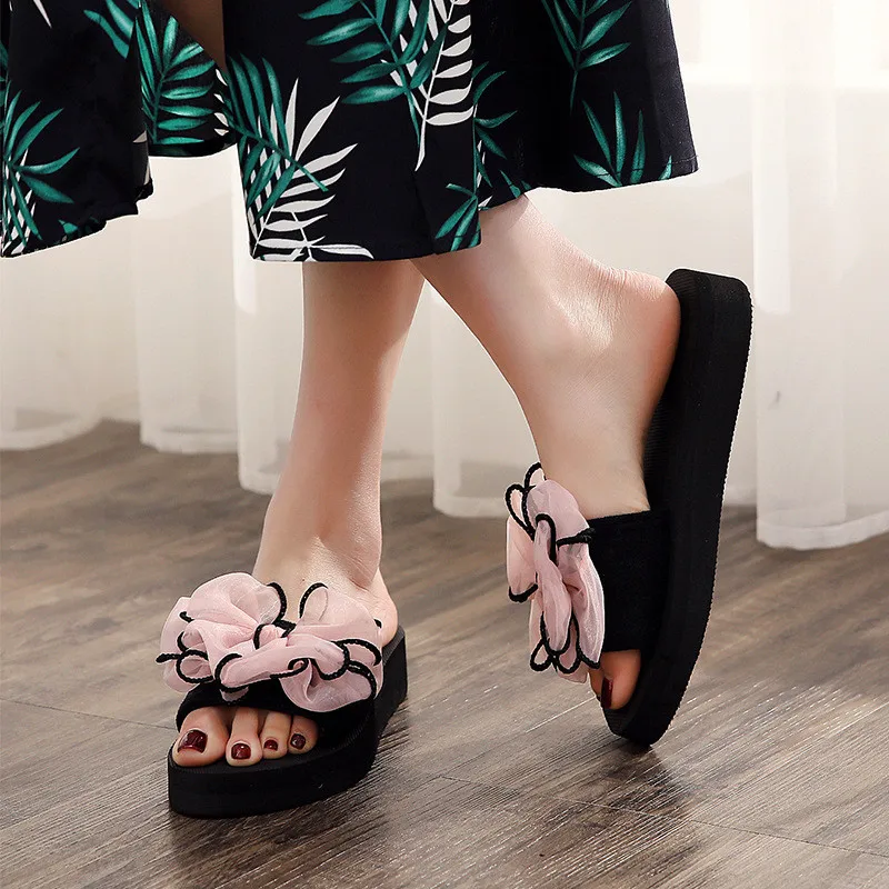 Hot! Women Fashion Beach Slippers GoodLock Ladies Summer Non-Slip Flower Flip Flops Sandals Flat Shoes 