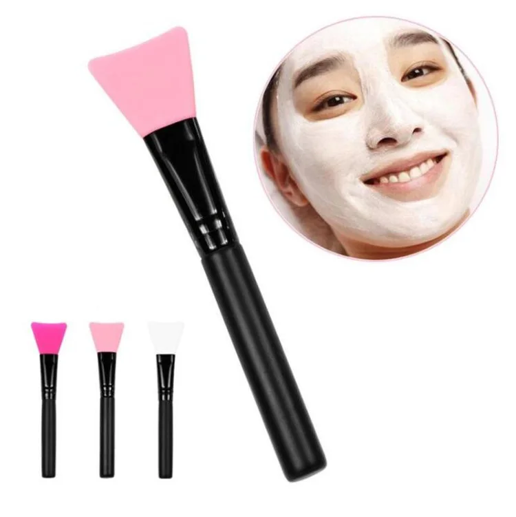 

Cheap Mini Silicone Flat Head Cosmetic Cream Brush Wood Handle Facial Mask Brush, Black handle