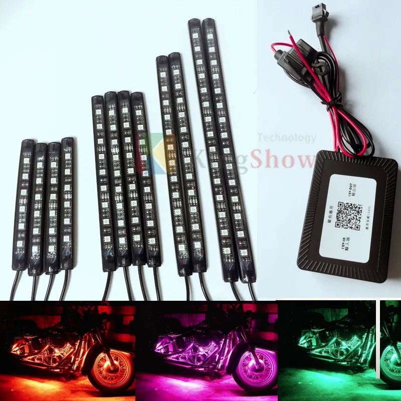 12pc PVC Flexible strip RGB LED Motorcycle Light kit with APP RGB Blue-tooth LED Music Controller
