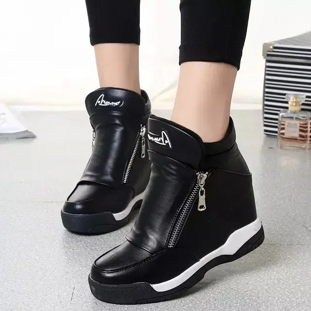 black high heel wedge sneakers