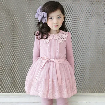 B11595a Korea Little Girl's Fashion Lace Princess Dress Autumn Dress ...