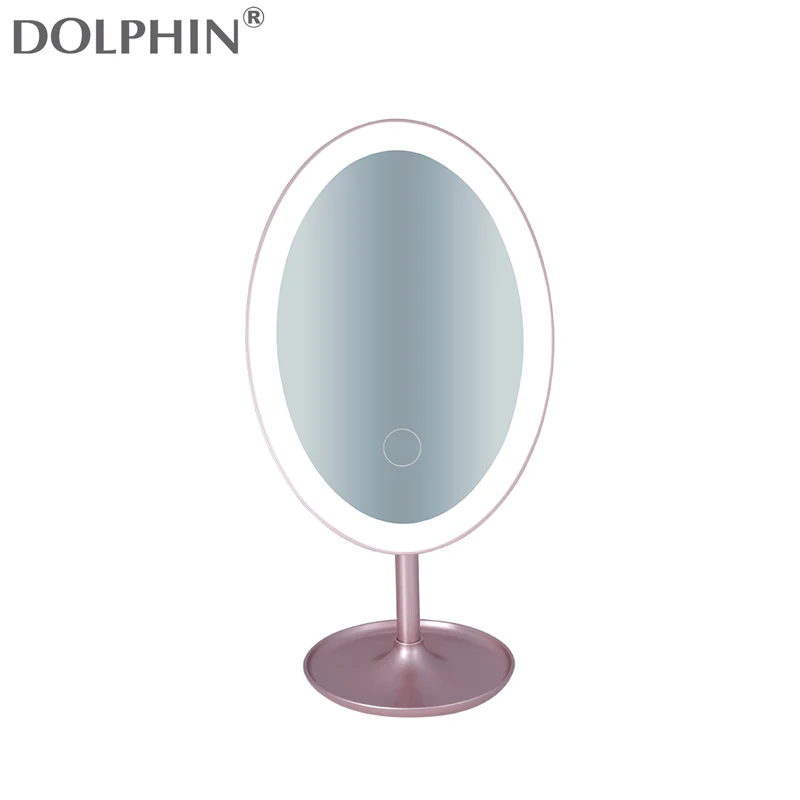 

Touch Sensor Plastic Makeup Framed Oval Lighted Table Mirror With Natural Light, White, black, red, silver, bronze, customised
