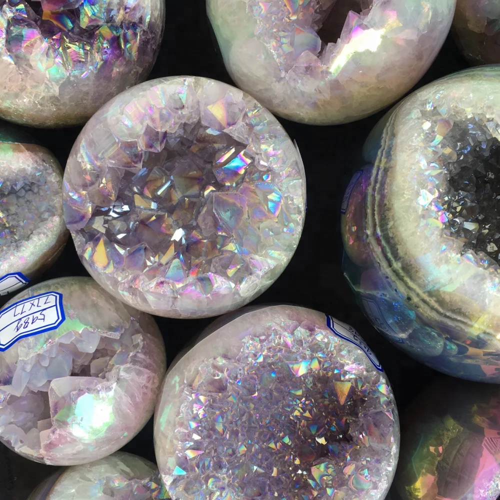 wholesale high quality angel aura agatet geode sphere aura