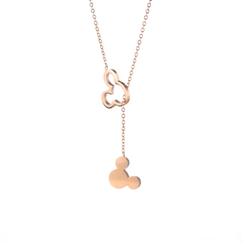 

2021 NEW Arrival High Polished Stainless Steel Rose Gold Color Mickey Mouse Pendant, Black/gold/rose gold/blue/steel,any color can be customizable