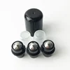 Stainless steel and glass roll on ball with plastic holder for cosmetic bottle