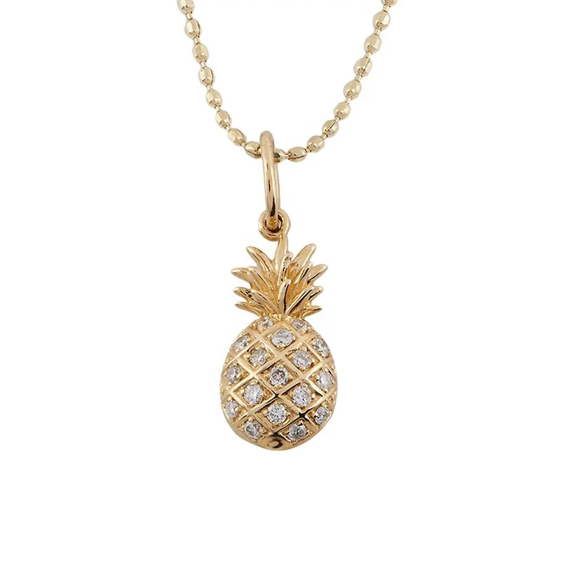 

Dainty 925 silver jewelry minimalist diamond pineapple necklace