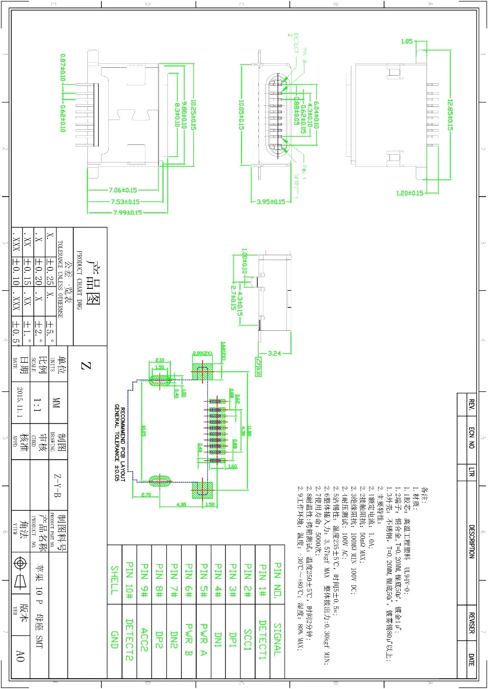 Smt Iphone Usb Connector Female For Iphonex/8/7/6 For Apple Lightning