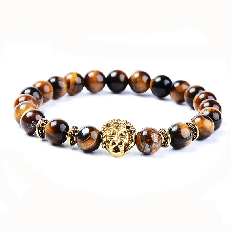 

Manufacturers wholesale jewelry bracelet yellow tiger eye emperor stone lion head bracelet decoration, Multicolor