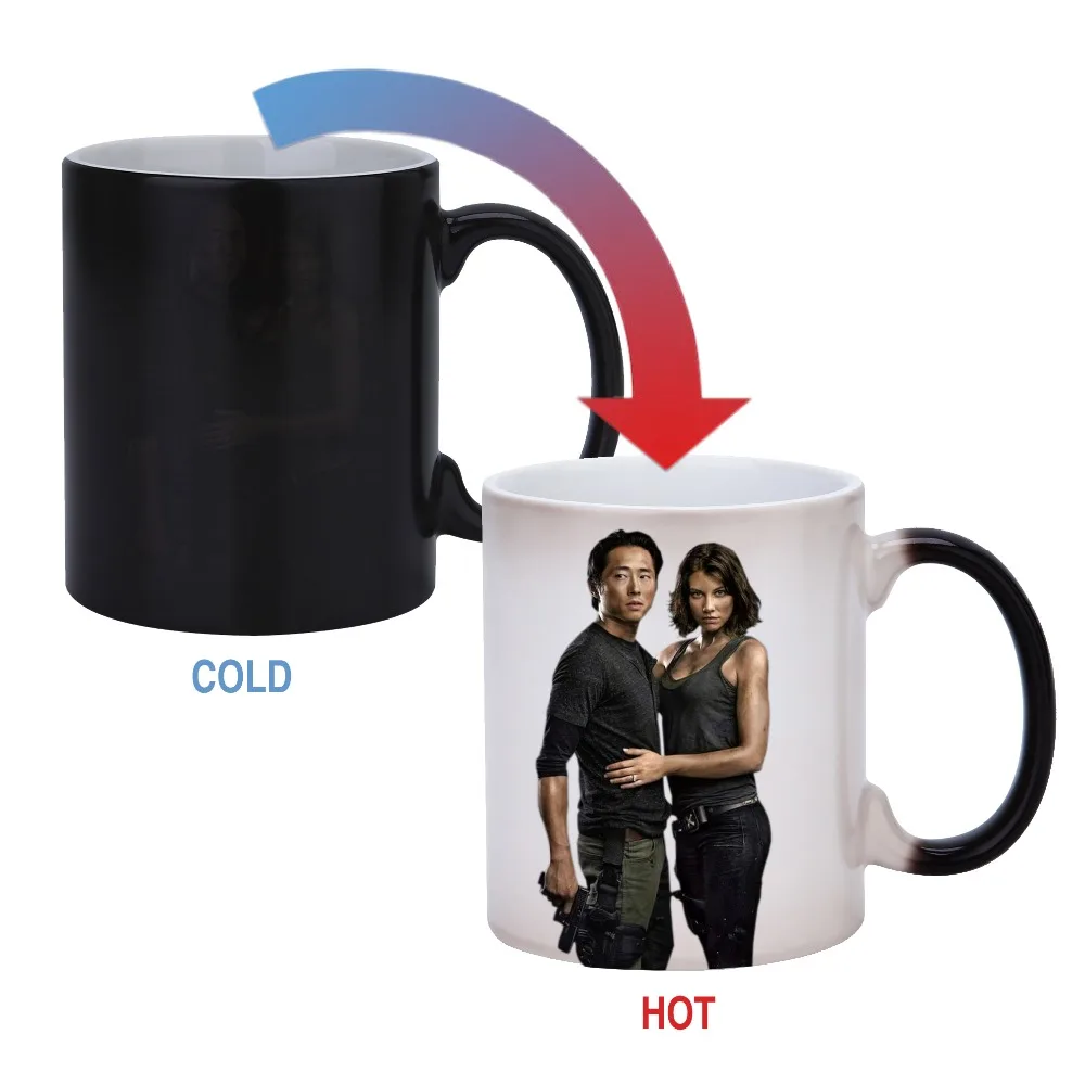 

wholesale cheap 11oz semi-sanding magical mug color changing mug for sublimation, Red,blue,black