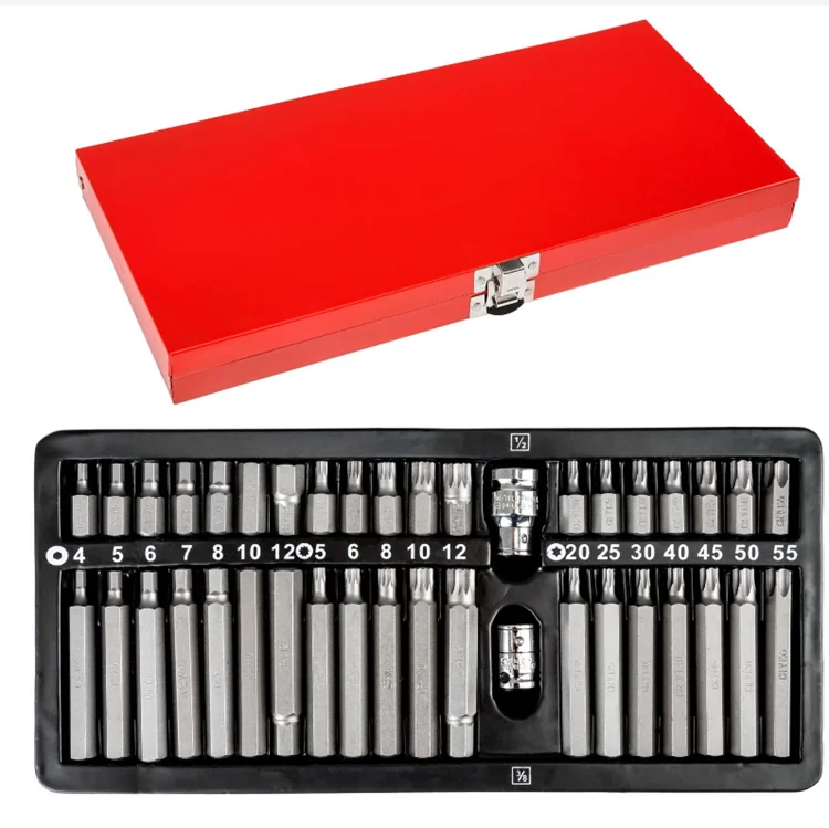 40pc Car Repair Tools In Steel Box Torx Bit Set Torx Star Power Socket
