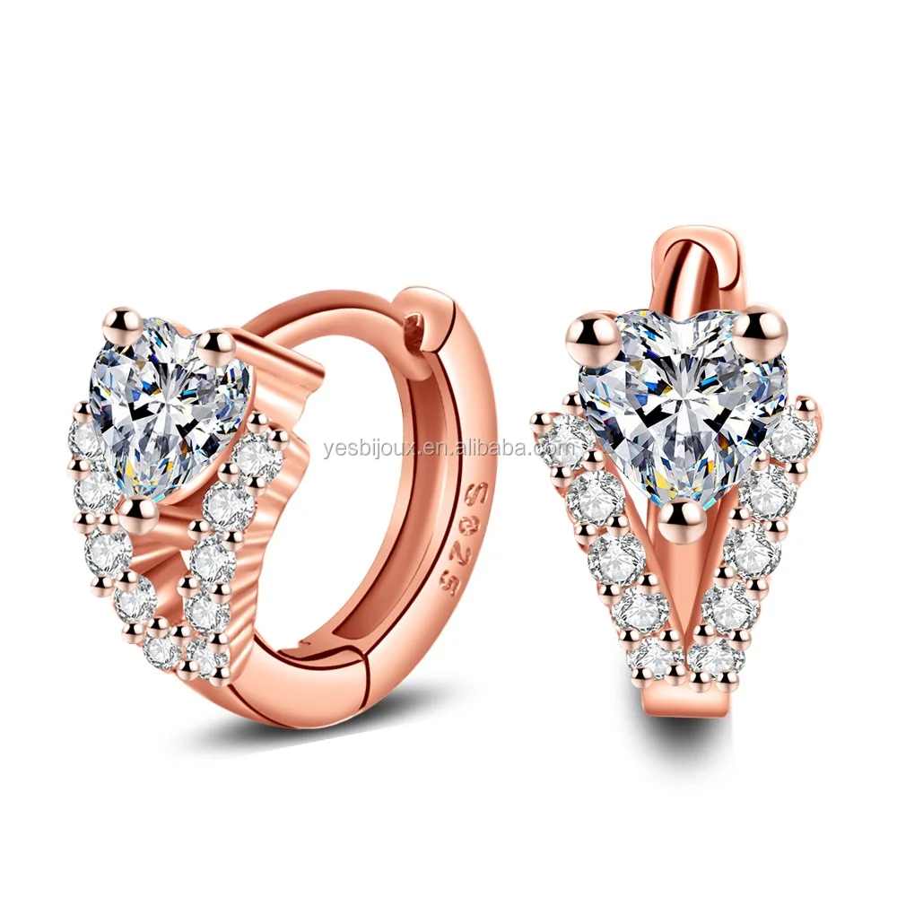 

rose gold filled clip earring red gold hoop zirconia earring brincos