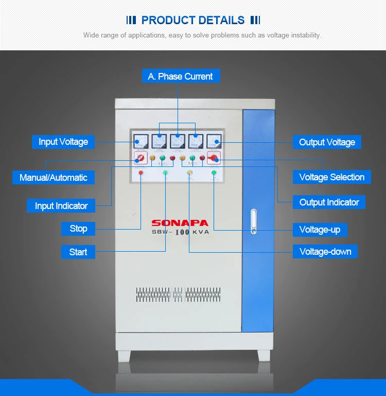 Sbw Series Super Big Power Avr 150 120 100 50 Kva 3 Phase Automatic