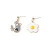2019Silver needle asymmetrical cartoon ear stud web celebrity hyun egg donut unicorn earrings FOR WOMEN