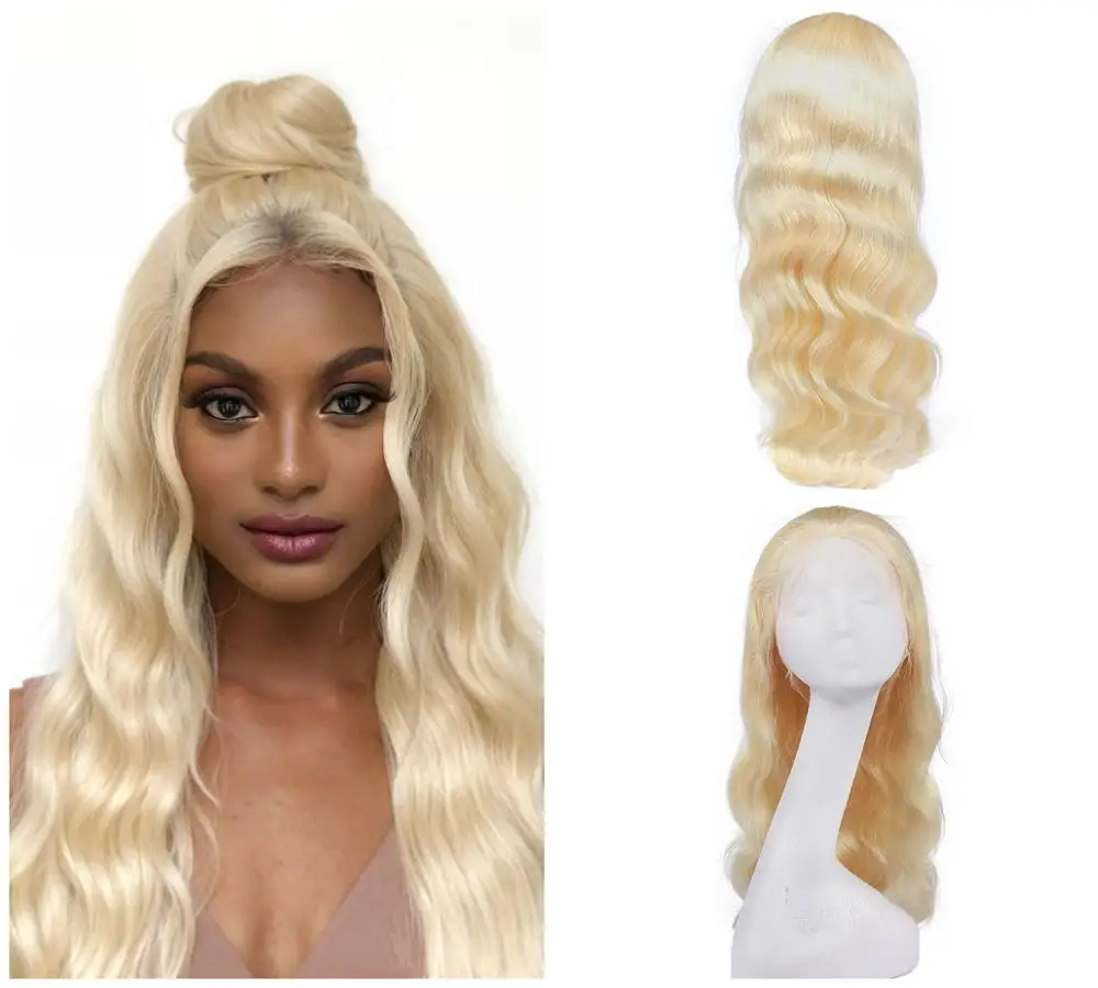 

Premier 24 inches body wave 613 blond Chinese cuticle aligned virgin hair glueless transparent full lace wigs