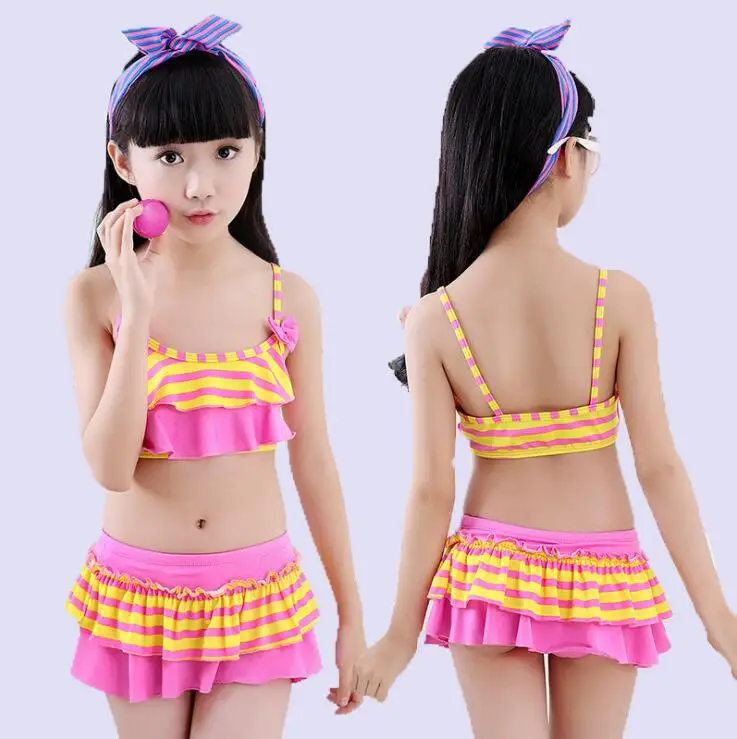 

Free Shipping Wholesale Young Girls Printed Style OEM Children Beachwear Summer Fashion 12 Year Old Girl Bikini