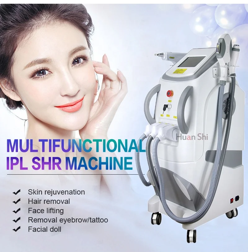 Mejor OPT SHR IPL + Elight + RF + ND YAG Laser 4 en 1 Máquina multifunción de belleza para el cuidado de la piel facial
