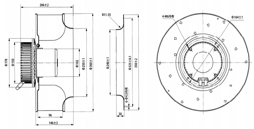 Centrifugal Fan, 190Mm, 225Mm, 48V, Wall - detail 14