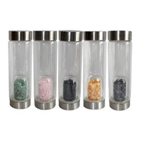 

New design small gemstone natural stone infused energy crystal water glass bottle