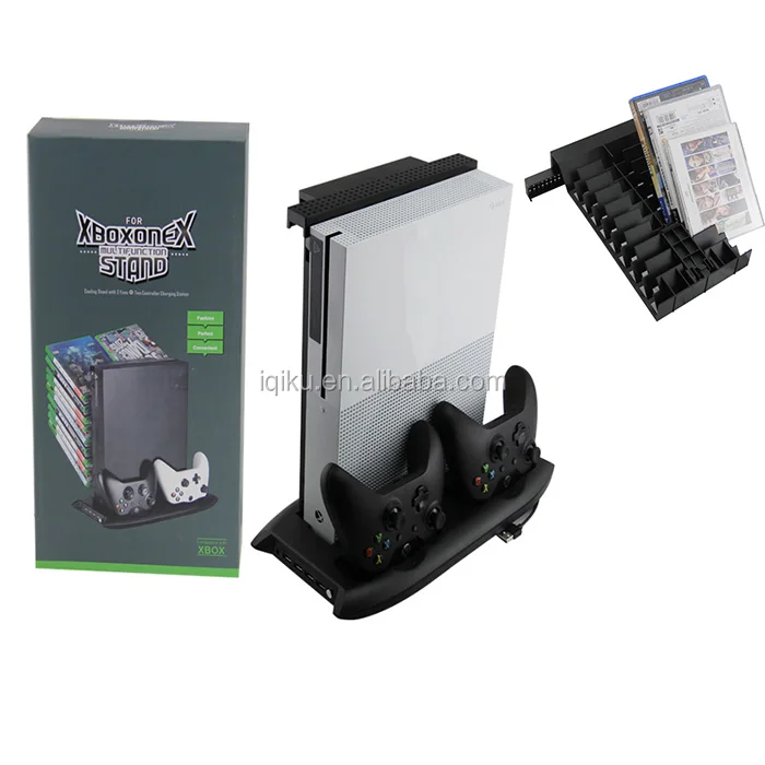 

Game Storage Rack Controller Charger and Cooling Fan for Xbox One X Console, Black