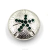 wholesale fashion 20mm silver DIY dark green crystal Round Press Metal Snap Button for bracelets