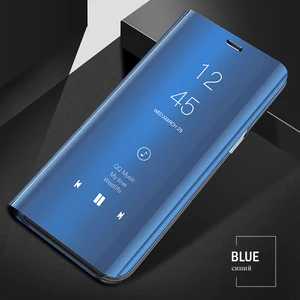 Luxury Plating Mirror View Smart Flip Case For Samsung S10 Case, Smart Phone Case For Samsung Galaxy S8 S9 S10 S10E Plus