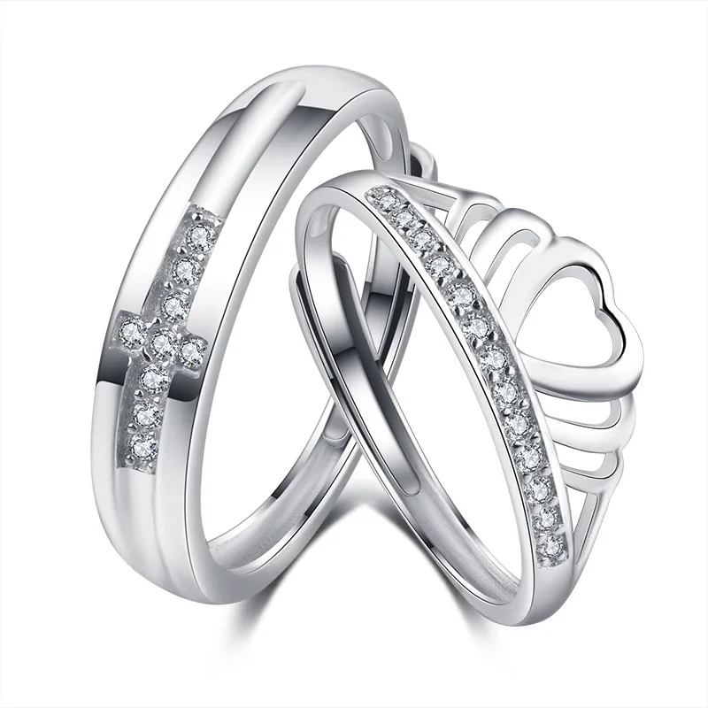 

5203 High Quality 925 Sterling Silver Crown shape Couple Ring for lover