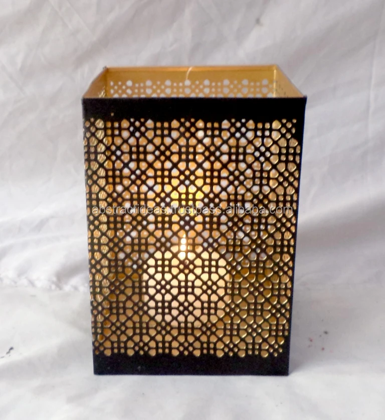 Patterned Glass Antique Hexagon Moroccan Lantern Multicolor Hanging