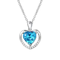 

Sapphire Gemstone Jewelry 925 Sterling Silver Heart Crystal Pendant