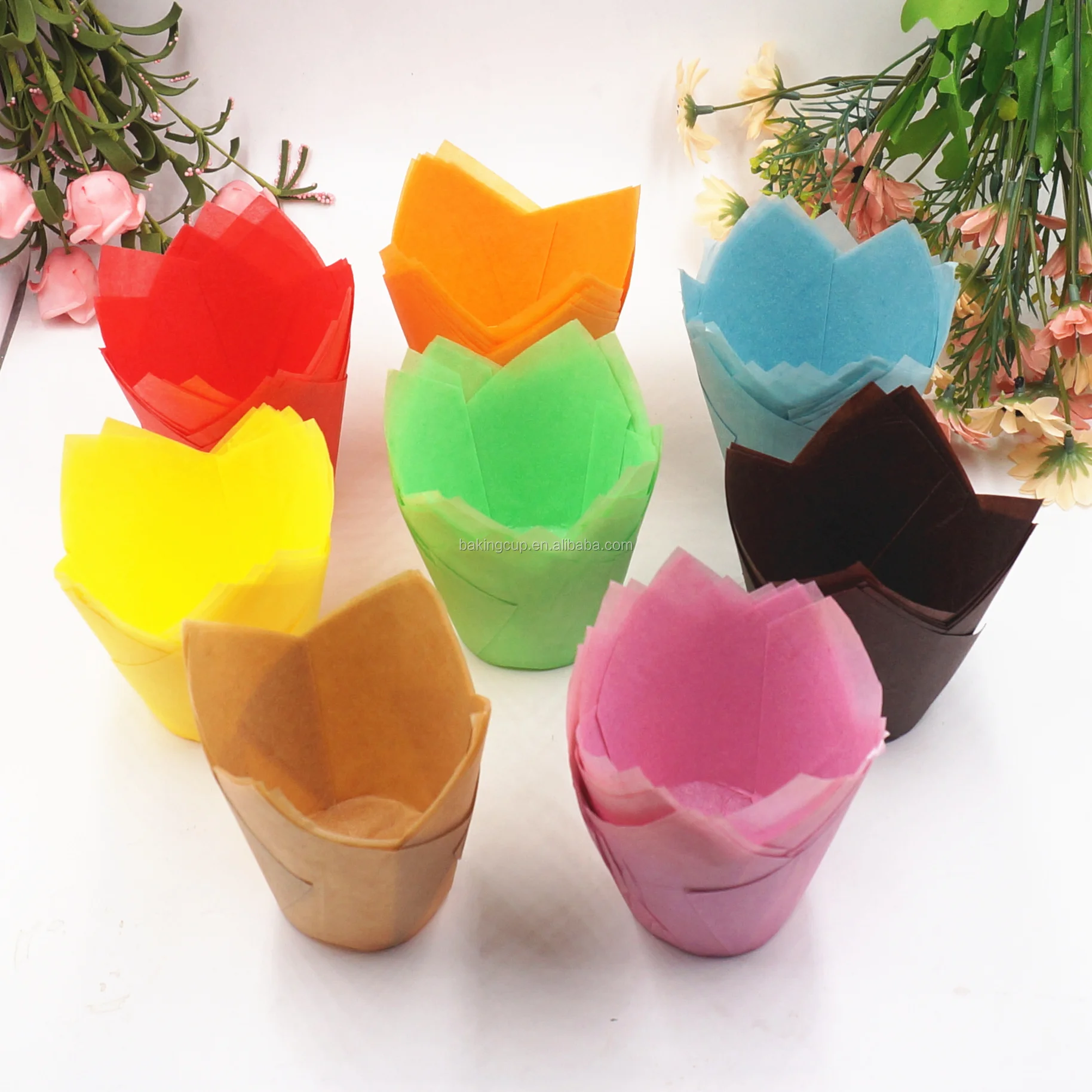 

200 PCS Tulip baking cups with High Quality greaseproof paper Tulip Cupcake Liners Muffin Wrappers Muffin Liners Paper