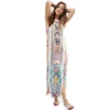 Latest square neckline Elegant fashion Embroidered Column Vintage Maxi Dress