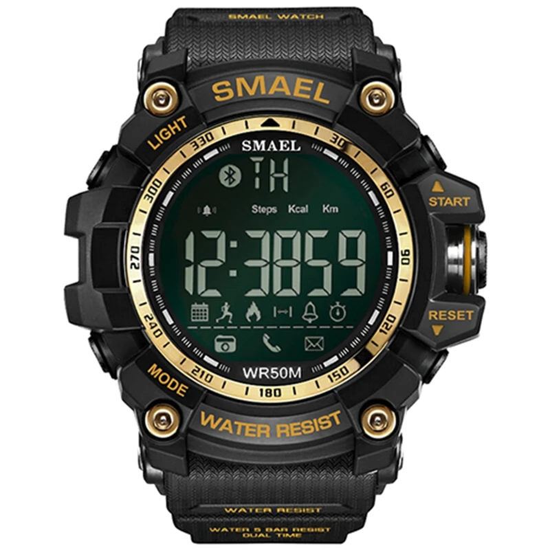 

Men Digital watch Sport Male Clock Smael Brand Kahki Style Bluetooth Link LED Smart Watches Men Digital Sport Male Clock 1617B