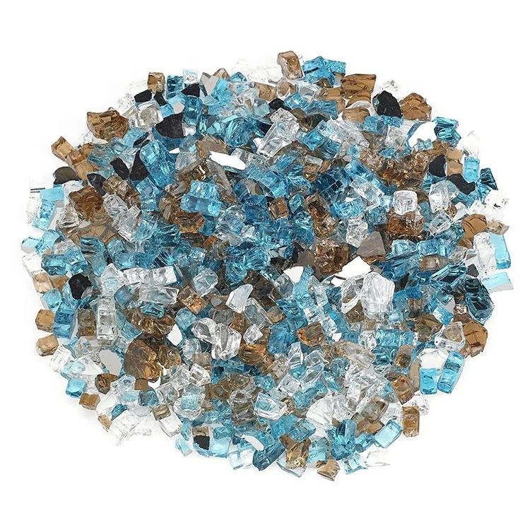 

wholesale decorative reflective colored tempered solid crushed outdoor fire pit glass for garden fireplace, Various